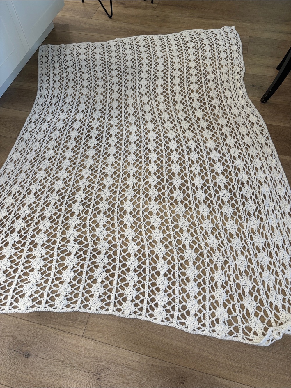 Handmade Crochet Lace Throw - Ivory